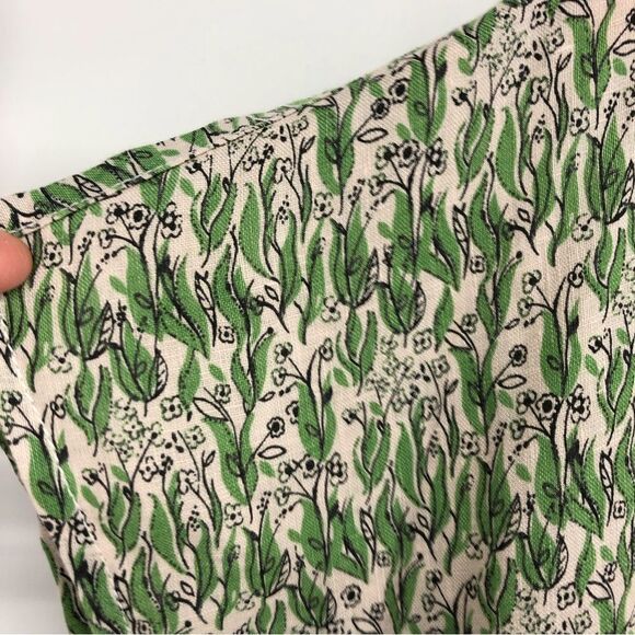 Cynthia Rowley Shirt Womens Medium 100% Linen Leaf Print Botanical Henley Peplum - Picture 3 of 12